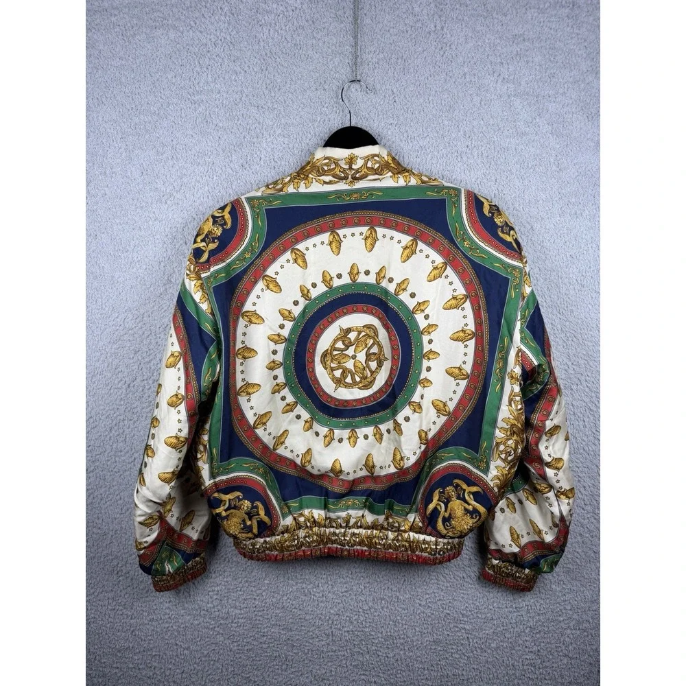 Gucci 100% Silk 'Mermaid' Blouson Jacket - Green/Ivory - SIZE 46 - RETAIL: $2800